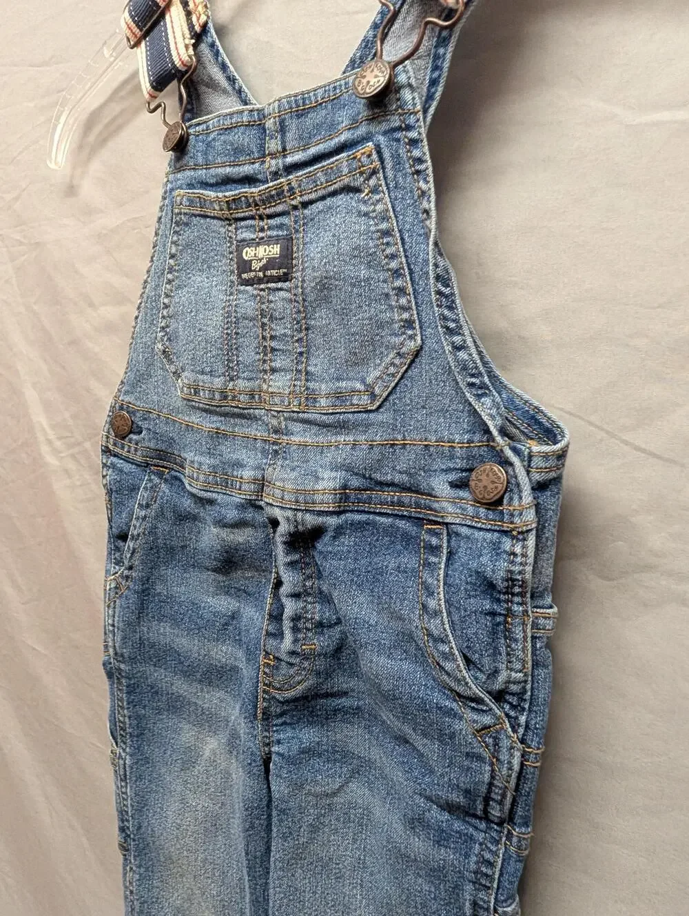OshKosh B'gosh Overalls Boys 3T Blue Denim Bib Carpenter Adjustable Straps Kids